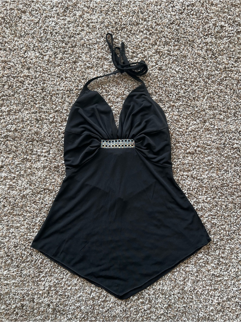 Jessica McClintock Black Halter Camisole with Beaded Accent